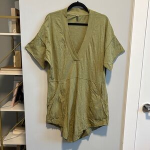 Free People Olive Green Relaxed V-Neck Romper